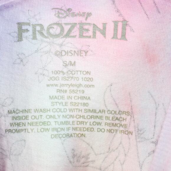 DISNEY Pink Frozen II Cotton Short Sleeve Anna Elsa Tie Dye Short Sleeve Top - Picture 7 of 8
